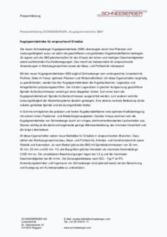 Pressemitteilung SCHNEEBERGER „Kugelgewindetriebe SBS“