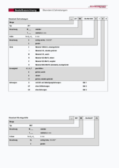 Zahnstangen Standard Bestellbezeichnung