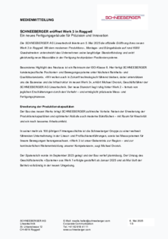 Pressemitteilung SCHNEEBERGER Werk 3 Pressemitteilung SCHNEEBERGER Werk 3