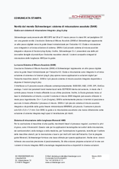 Novità dal mondo Schneeberger: sistema di misurazione assoluto (SAM) Novità dal mondo Schneeberger: sistema di misurazione assoluto (SAM)