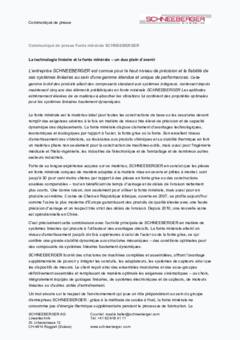 Fonte minérale Schneeberger -  La technologie linéaire et la fonte minérale 