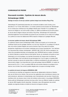 Nouveauté mondiale : Système de mesure absolu Schneeberger (SAM) Nouveauté mondiale : Système de mesure absolu Schneeberger (SAM)