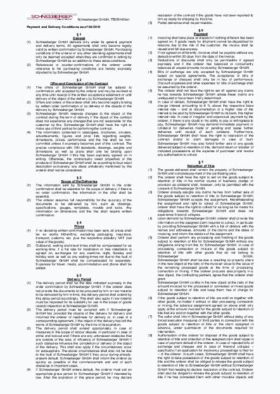 Payment and Delivery Conditions (Germany) - Englisch
