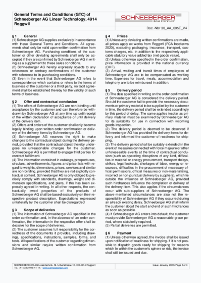 General Terms and Conditions (Switzerland) - English