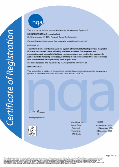 ISO 27001 - ISO 27001 Swiss Certificate in English
