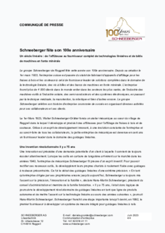 Schneeberger fête son 100e anniversaire Schneeberger fête son 100e anniversaire