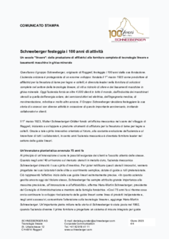 Schneeberger festeggia i 100 anni di attività Schneeberger festeggia i 100 anni di attività