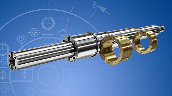 Boring spindle set with hydrostatic bearing of the hollow spindle