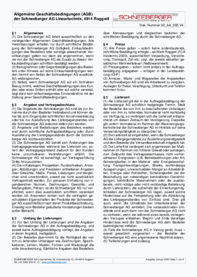 General Terms and Conditions (Switzerland) - German