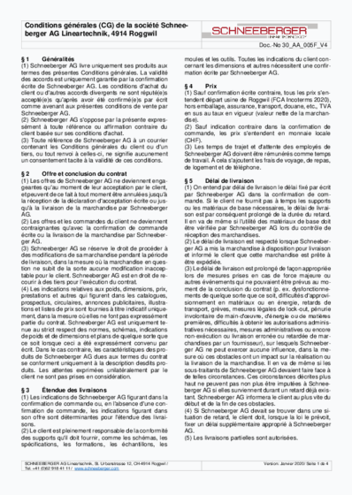 General Terms and Conditions (Switzerland) - French