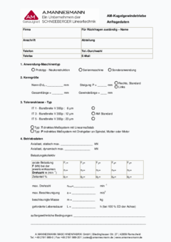 Anfrageformular Kugelgewindetriebe