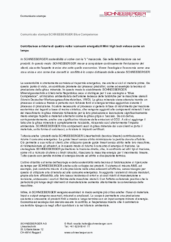 Schneeberger AG: Contribuisce a ridurre di quattro volte i consumi energeticiIl Mini high tech veloce come un lampo Schneeberger AG: Contribuisce a ridurre di quattro volte i consumi energeticiIl Mini high tech veloce come un lampo