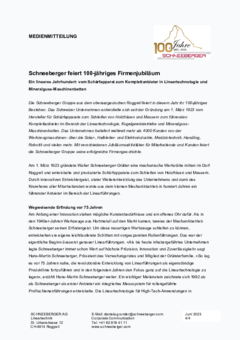 Schneeberger feiert 100-jähriges Firmenjubiläum Schneeberger feiert 100-jähriges Firmenjubiläum
