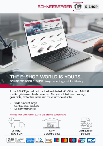 E-SHOP - Flyer - Easy product selection - quick delivery - reliable order processing with the SCHNEEBERGER E-SHOP
